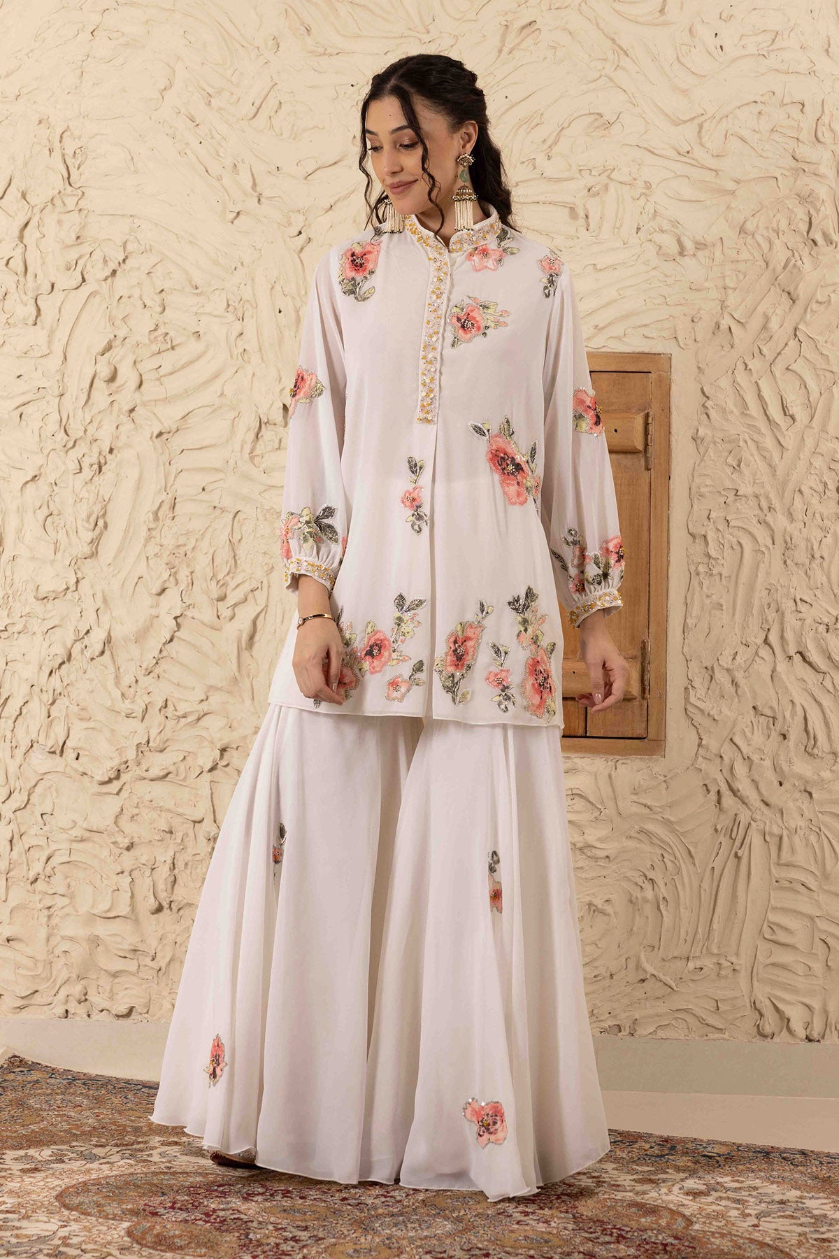 Buy Ivory Applique Work Co-ord Set by Ajiesh Oberoi for women online at ScrollnShops